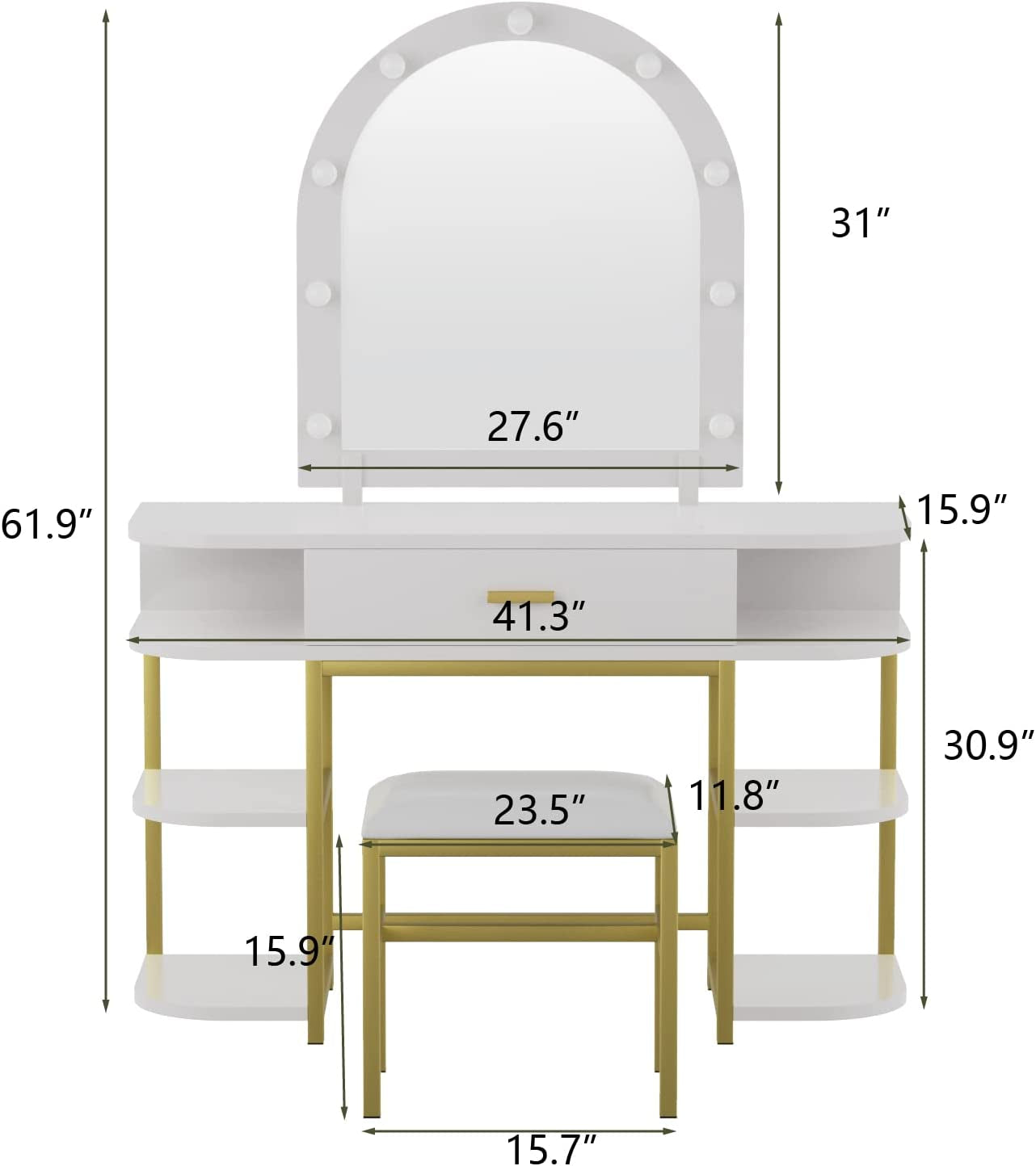 Beauitful White Vanity With Side Shelves