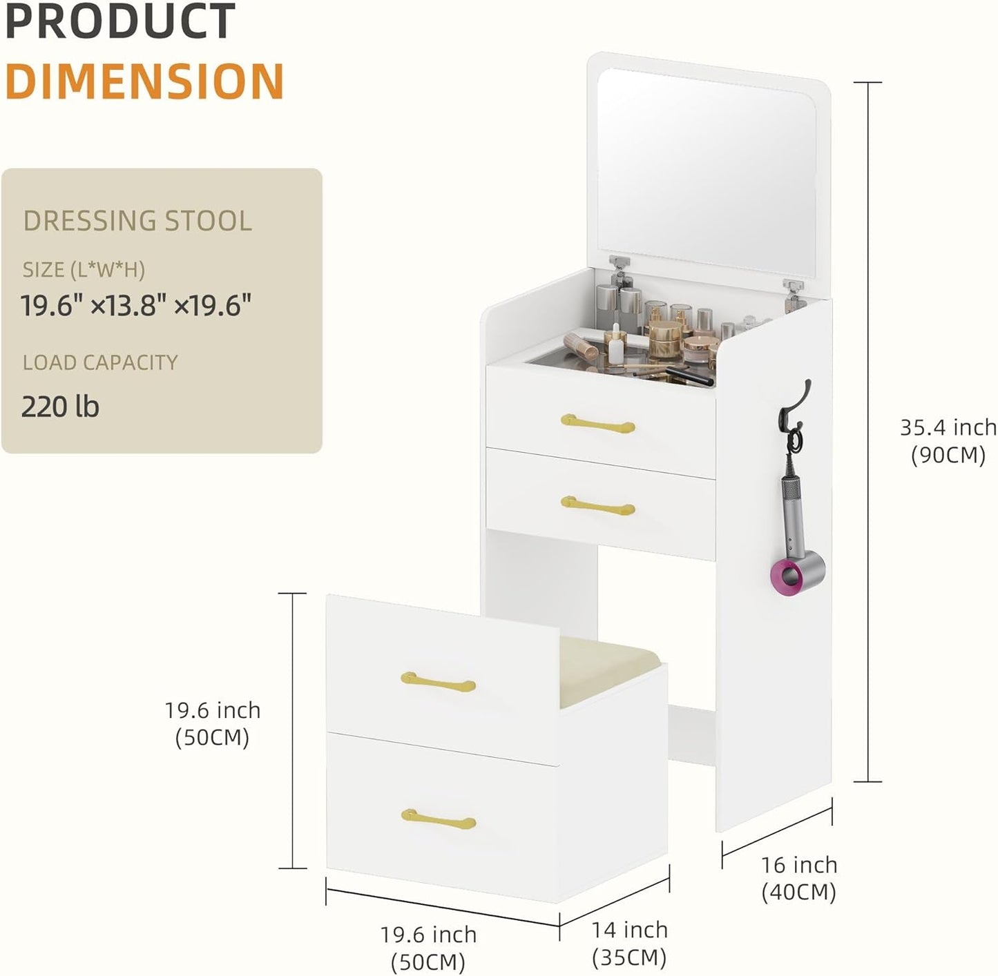 3 In 1 Flip Top Vanity