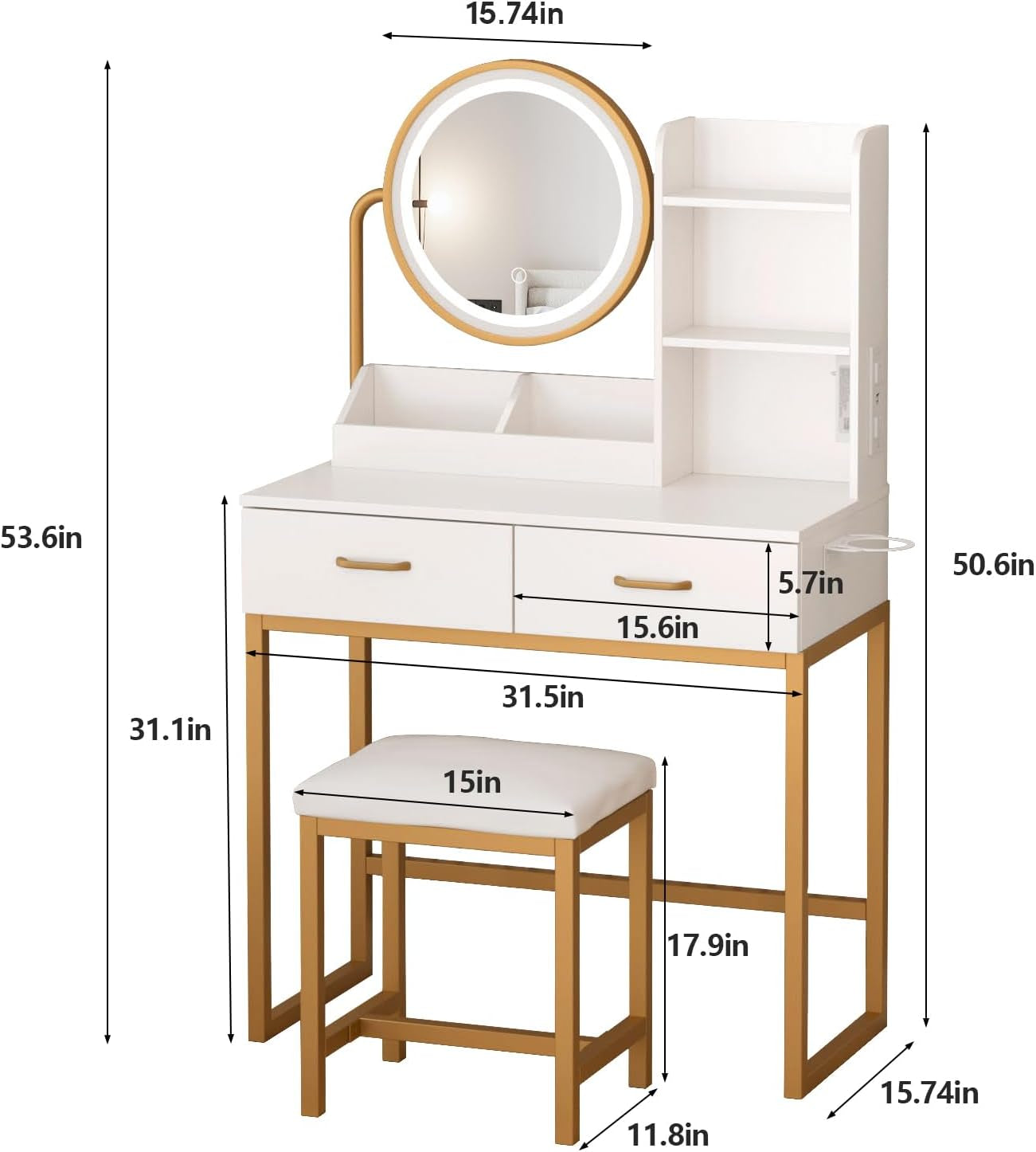 White Round LED Vanity Mirror