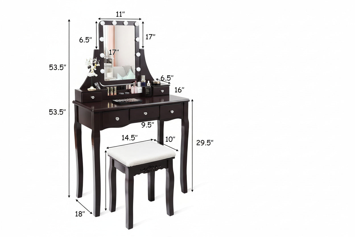 Brown Vanity Table Set