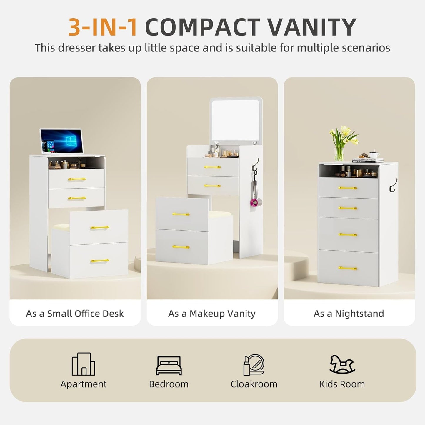 3 In 1 Flip Top Vanity