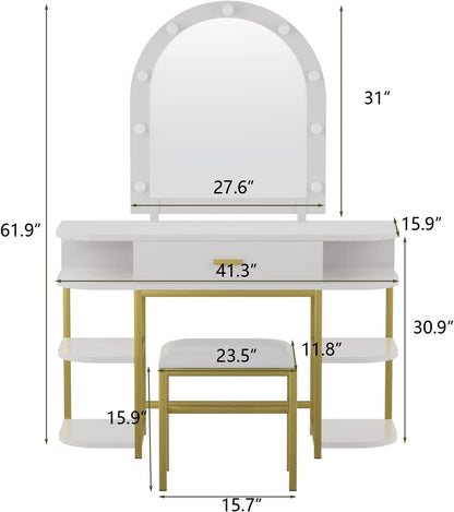 Beauitful White Vanity With Side Shelves
