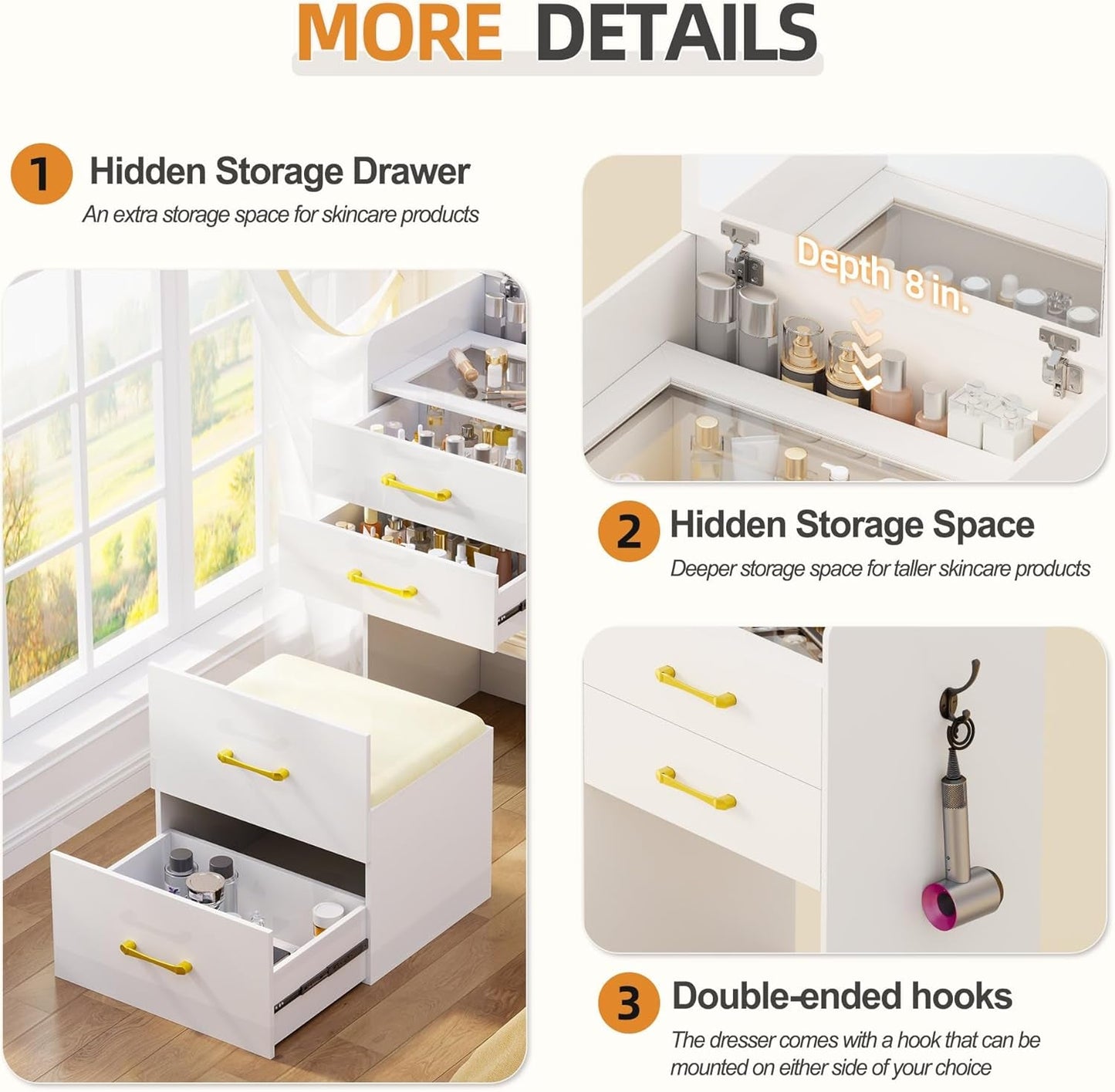 3 In 1 Flip Top Vanity