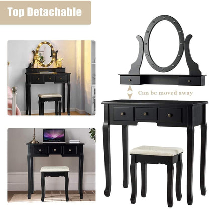 Black Vanity w/Rotating LED Mirror