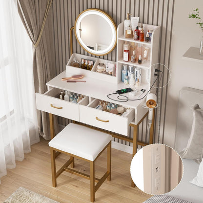 White Round LED Vanity Mirror