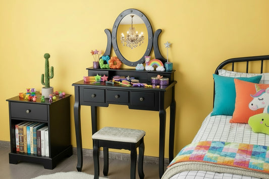 Black Vanity w/Rotating LED Mirror