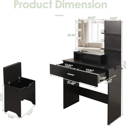 Black LED Vanity With USB Ports