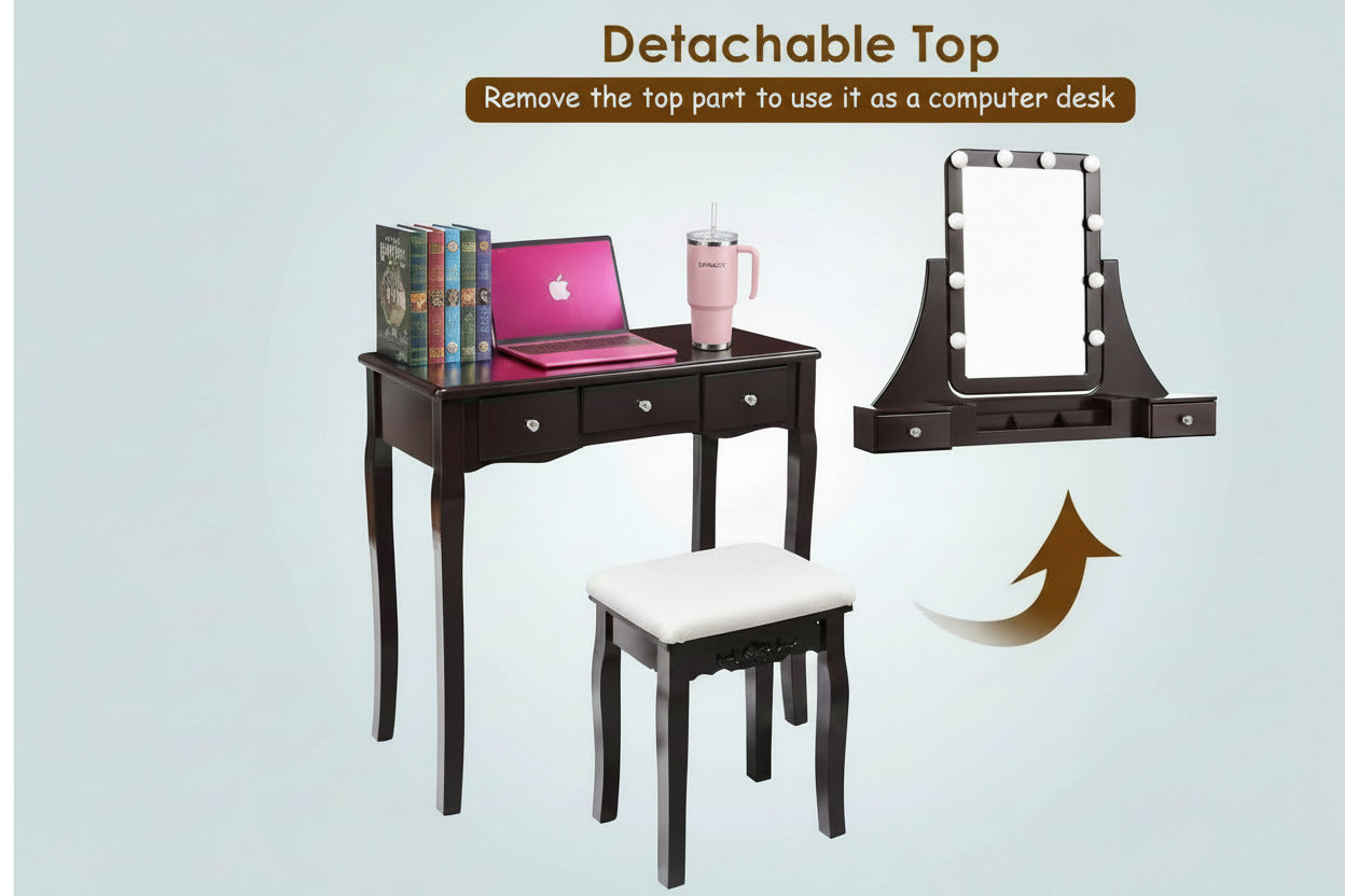 Brown Vanity Table Set