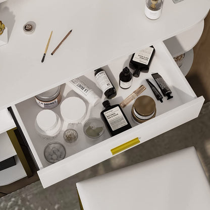 Beauitful White Vanity With Side Shelves