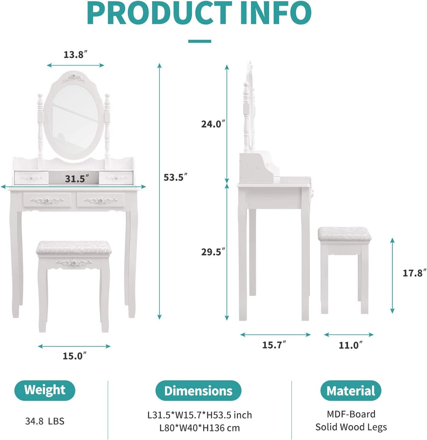 360 Rotating Mirror Vanity Set