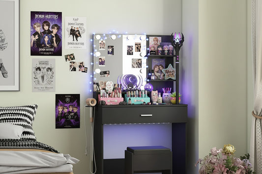 Black LED Vanity With USB Ports