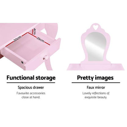 Children's Pink Heart Vanity Set