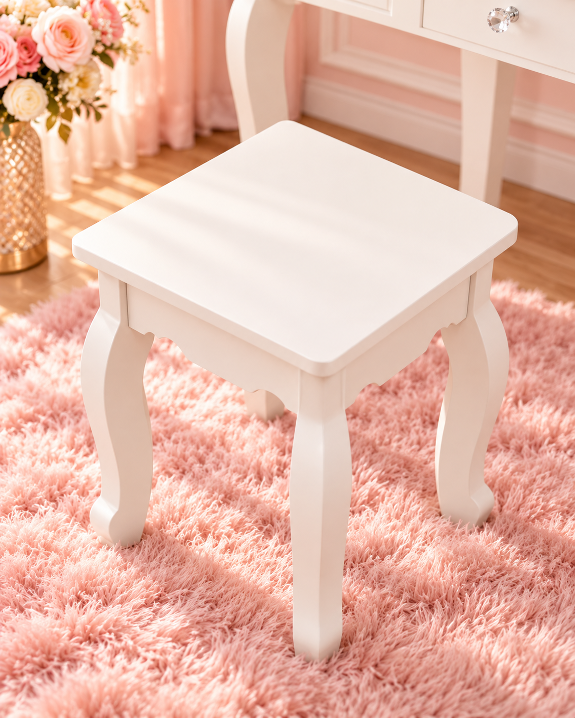 The Princess Pearl Vanity Set – Kids Makeup Vanity with Lighted Mirror, 5 Drawers & Stool