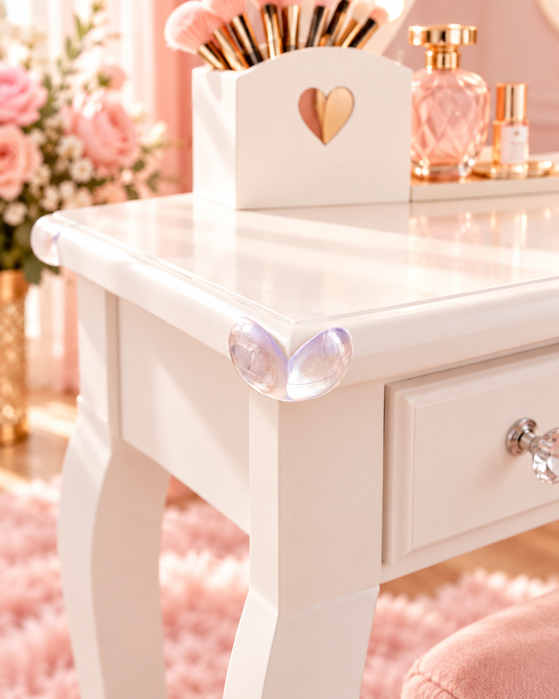 The Princess Pearl Vanity Set – Kids Makeup Vanity with Lighted Mirror, 5 Drawers & Stool