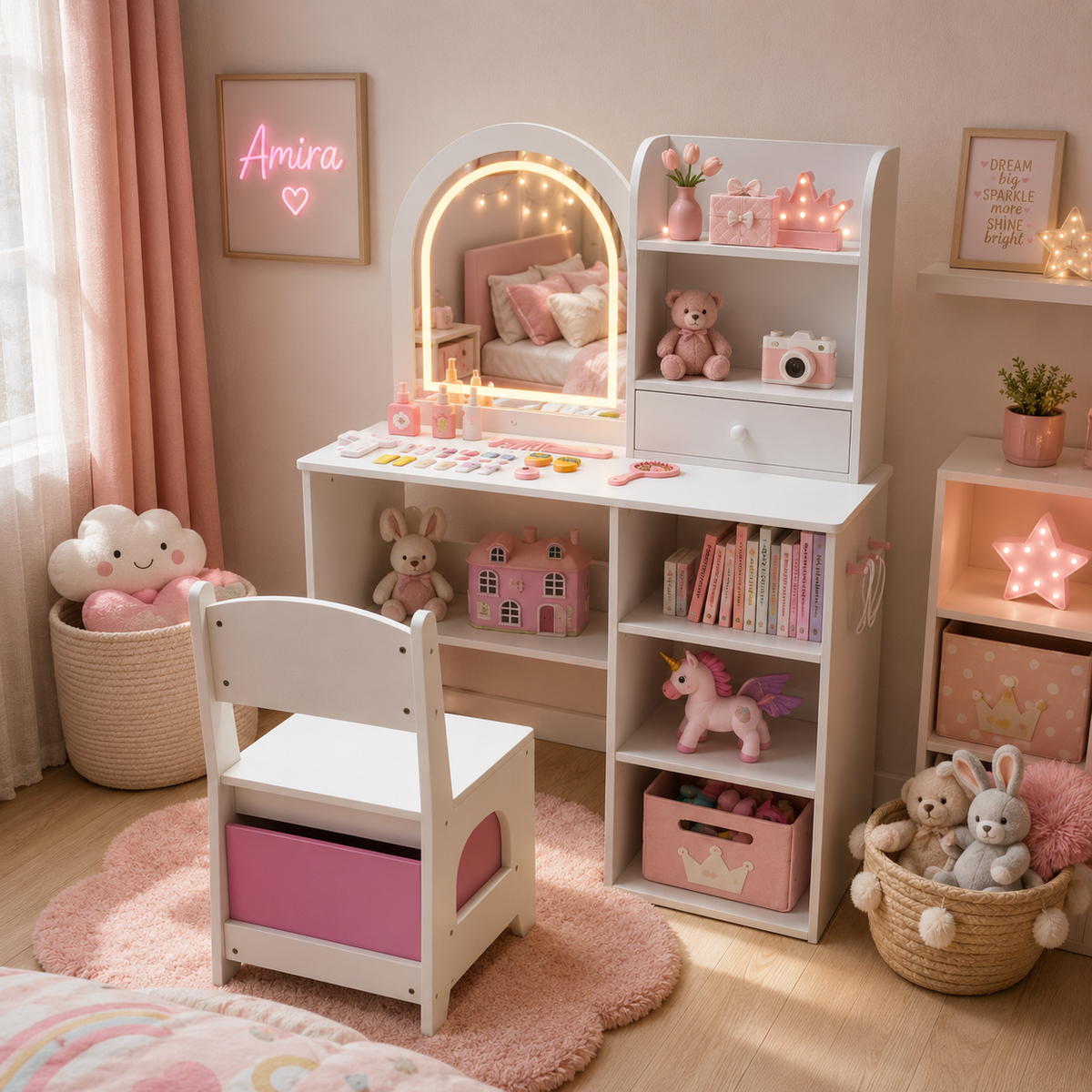 ✨ The Glow & Grow Vanity Desk