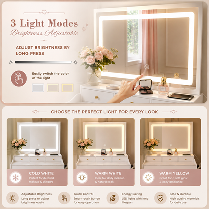 The Glam Society Vanity – Lighted Mirror & Beauty Station 💕