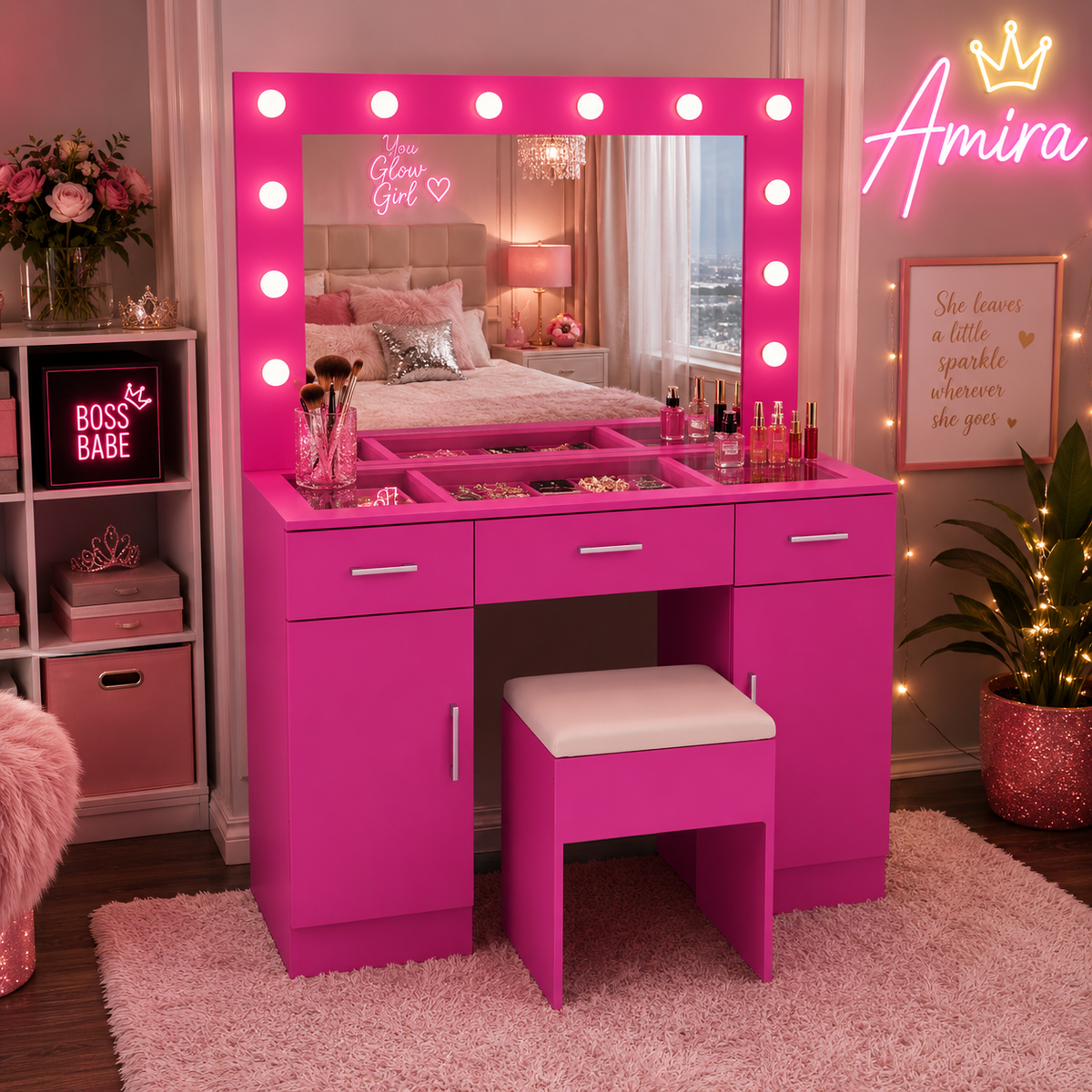 Pretty in Pink Glam Vanity
