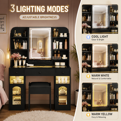 After Dark Vanity ✨ | LED Mirror + RGB Lighted Storage