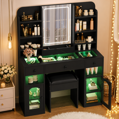 After Dark Vanity ✨ | LED Mirror + RGB Lighted Storage