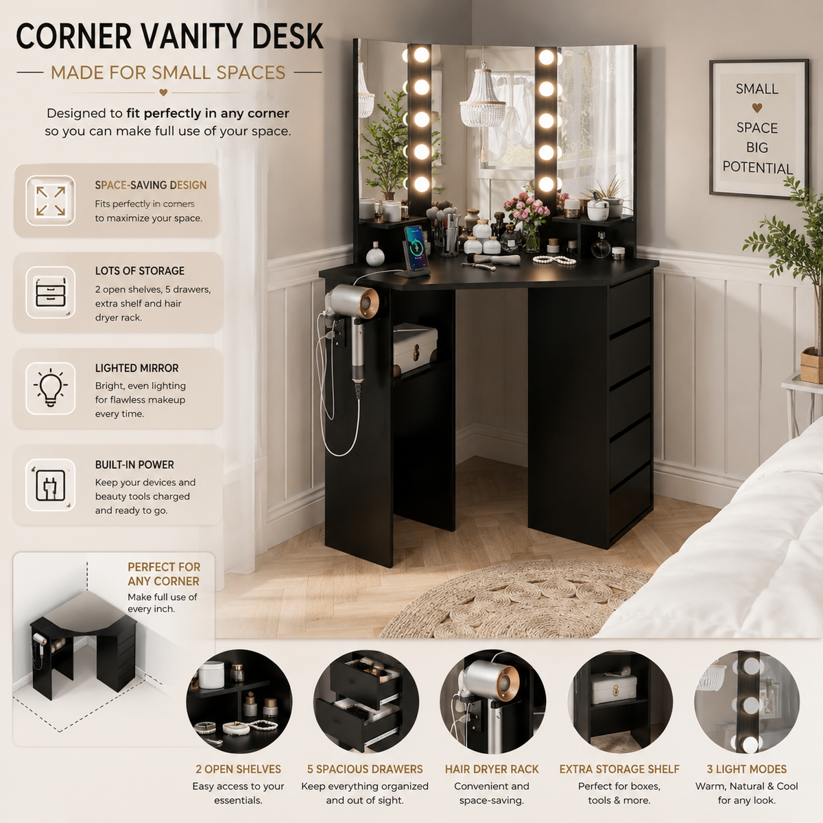 Glam Corner Vanity