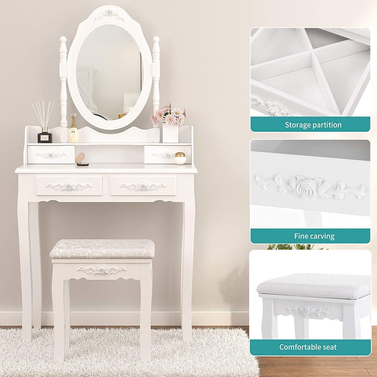 360 Rotating Mirror Vanity Set