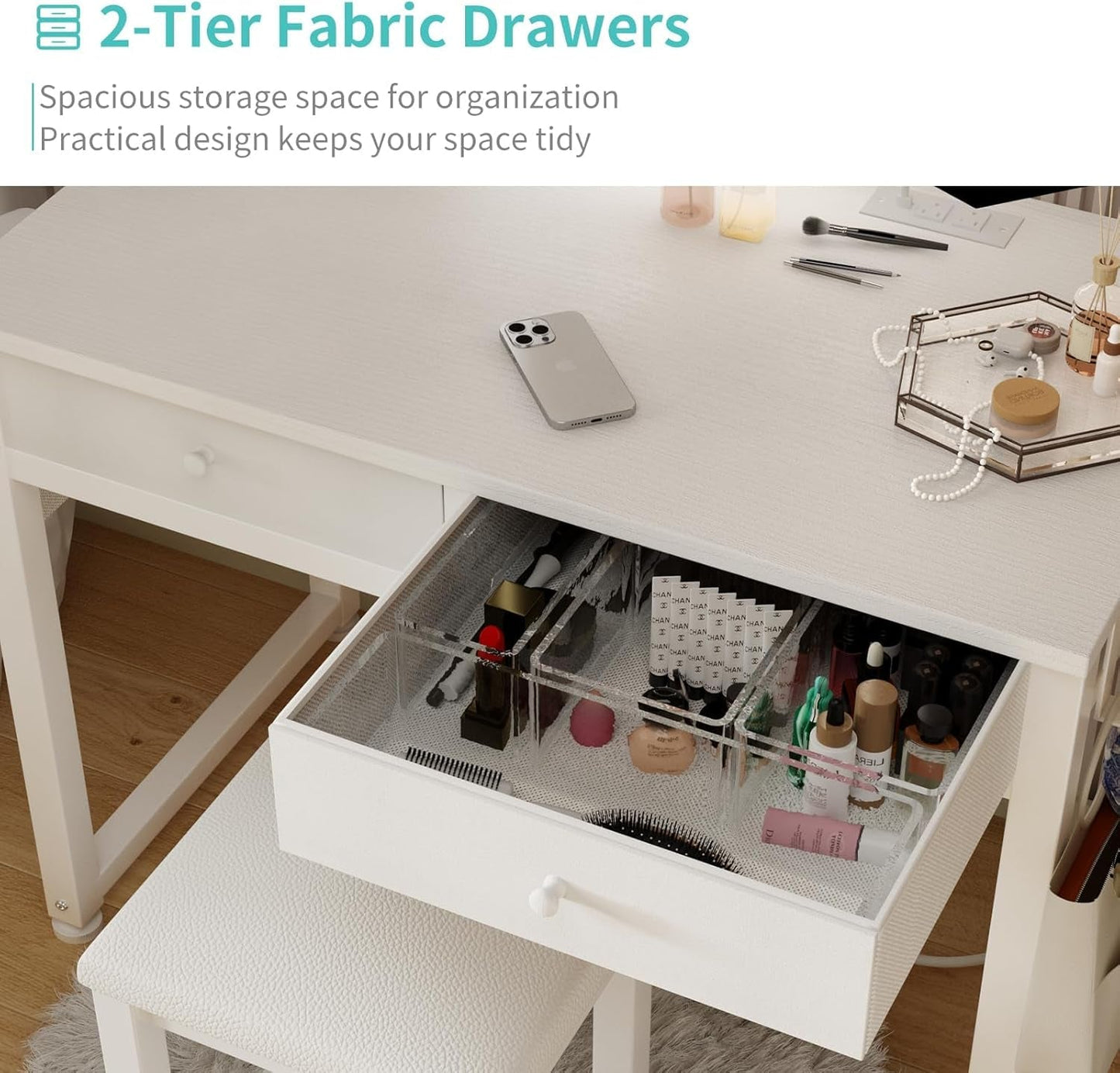 32 Inch White Glam Vanity