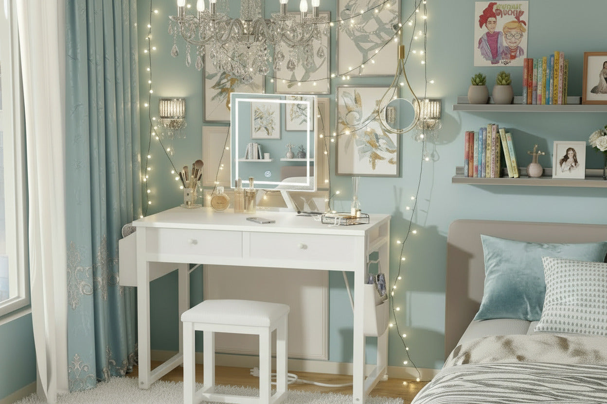 32 Inch White Glam Vanity