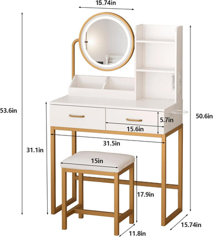 White Round LED Vanity Mirror