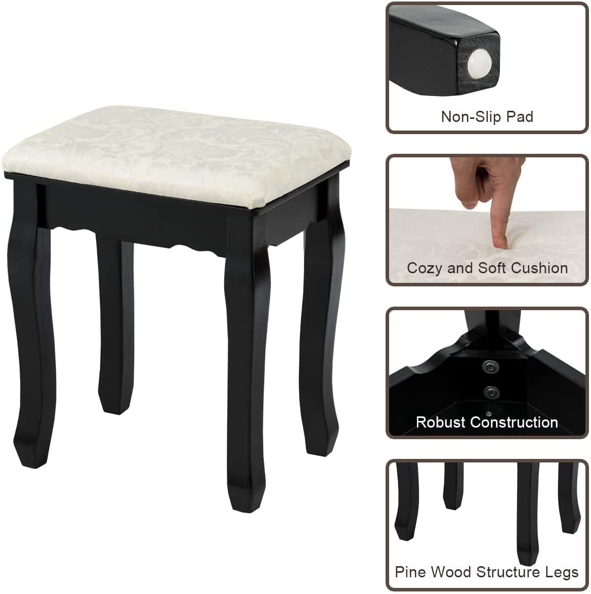 Black Vanity w/Rotating LED Mirror