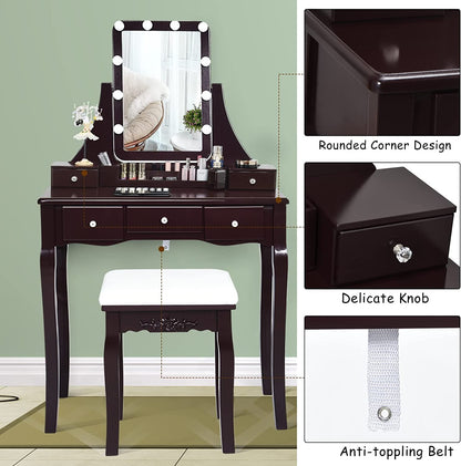 Brown Vanity Table Set