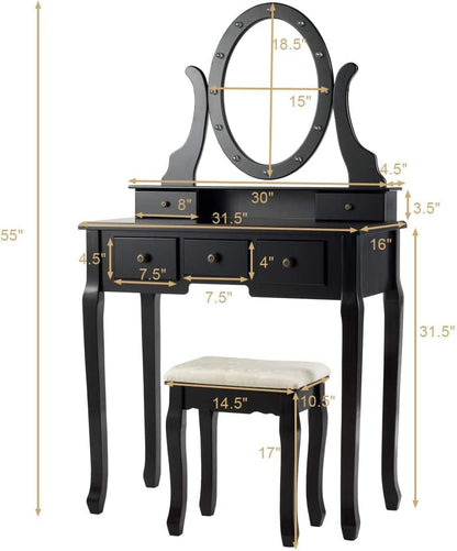 Black Vanity w/Rotating LED Mirror