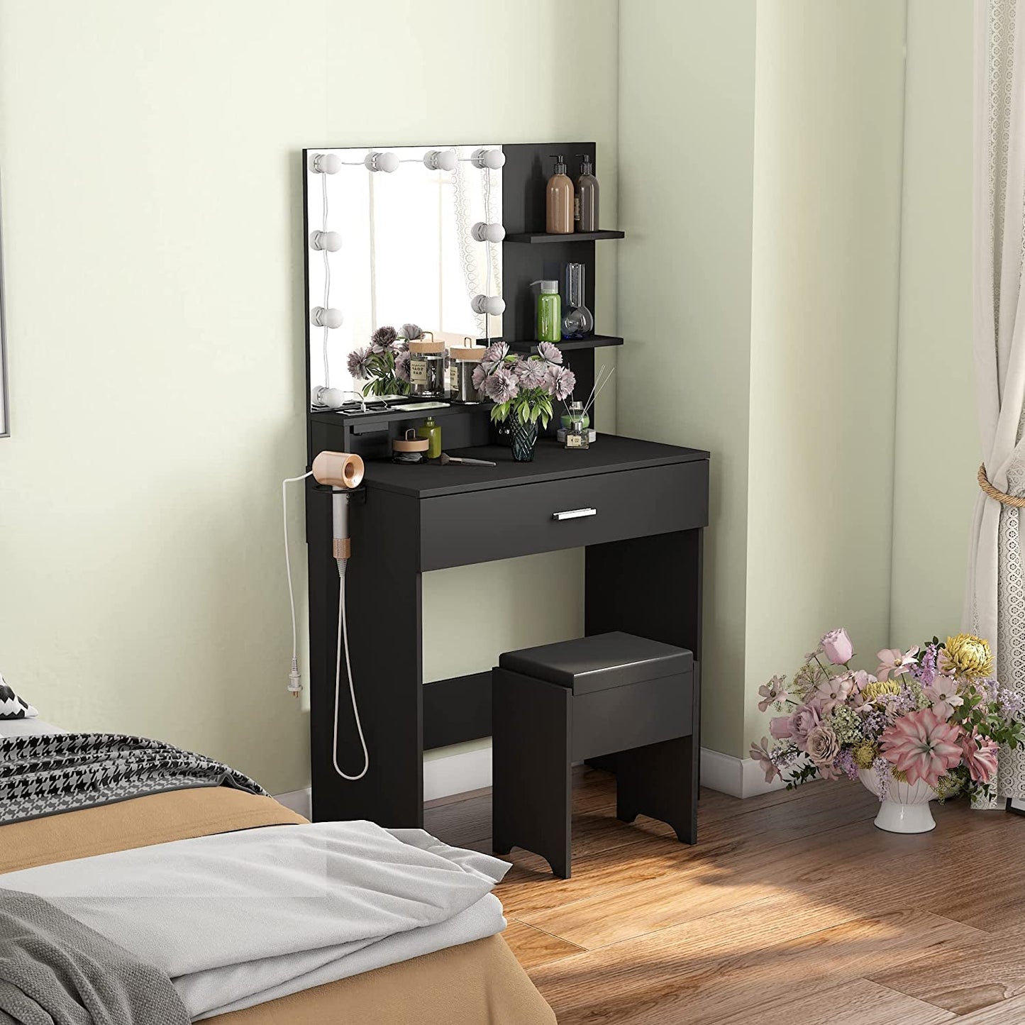 Black LED Vanity With USB Ports